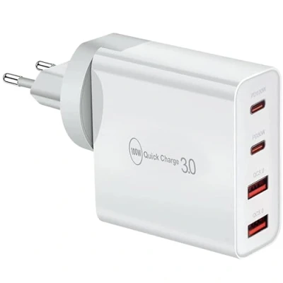 Obrázek Nabíječka 100W USB C, rychlonabíječka, 4 porty Quick Charger PD 3.0, vícenásobná kompatibilní s iPhone 15/14/13/12, Se, Mac Pro/Air, İpad Pro, Samsung, Huawei, Xiaomi, Steam Deck, Type C A
