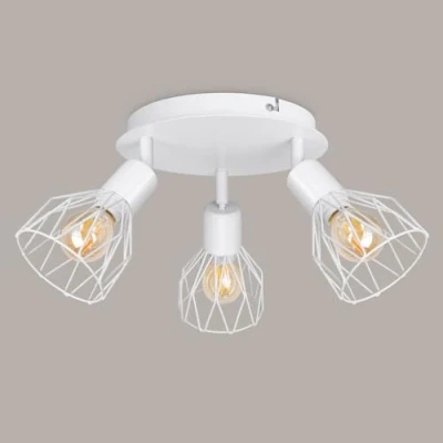 Obrázek Kimjo lampa stropní zářič 3 plameny výkyvný reflektor svítidlo kulaté E14 LED bílý kuchyňská obývací pokoj