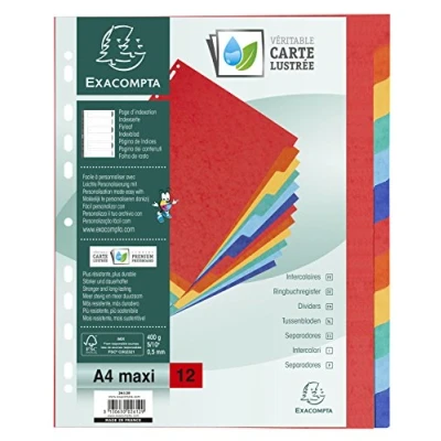 Obrázek Exacompta 2612E Premium rejstřík Nature Future pro DIN A4 MAXI z extra silného barevného kartonu 12dílná kompletní výška 24 x 30 cm plně barevný 2 6 barev s indexovou stranou vlastní úpravu