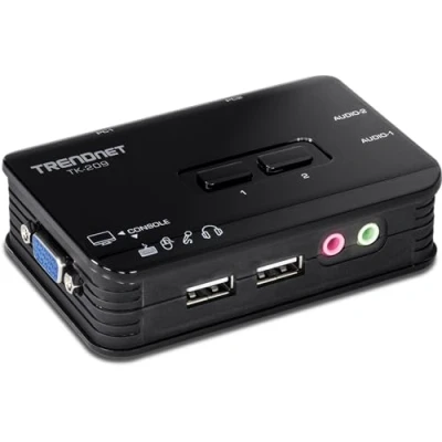 Obrázek TRENDnet TK 209K 2 Port USB KVM Switch a sada kabelů s audio (správa dvou počítačů, 1.1, Hot Plug, Auto Scan, Keys, Windows Linux kompatibilní)