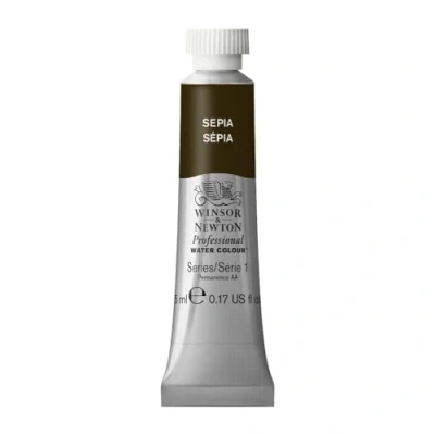 Obrázek Winsor &amp; Newton 0102609 profesionální akvarelová barva, živé vodní barvy v umělecké kvalitě, vysoká zářivost barev a svítivost, stálá na světle, archivní kvalita, 5 ml tuba sépiová
