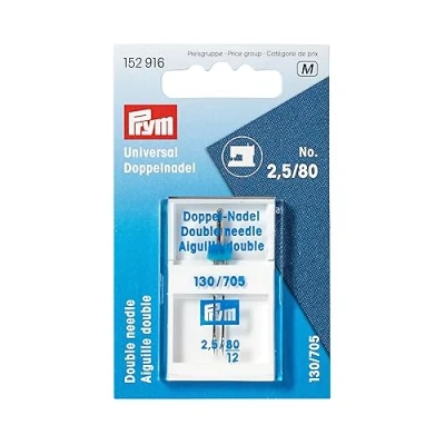 Obrázek Prym 152916 dvojitá jehla na šicí stroj, univerzální, 130/705, 80/2,5 mm, stříbrná, č. 2,5