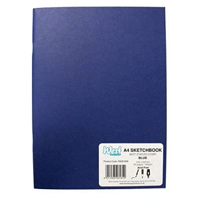 Obrázek West Design RS261858 1 Skizzenbuch DIN A4 Format, geheftet, 140 g, matt, Malen, Zeichnen und Schreiben, blau