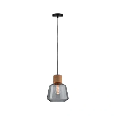Obrázek Paulmann 79739 Neordic Elia závěsné svítidlo max. 1x20W závěsná lampa pro E27 lampy stropní kouřové sklo/kork/černá 230 V bez žárovky