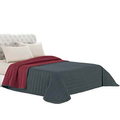 Obrázek Italian Bed Linen Elegant Sommer Steppdecke bordeaux/dunkel grau, 100% Mikrofaser, 260x270cm