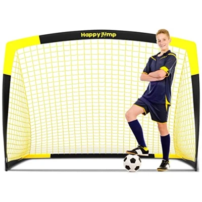 Obrázek Happy Jump fotbalová branka, síť, fotbalové sloupky na zahradu, fotbalový trénink x 1 (5&#039;x3,6&#039;, černá + žlutá)