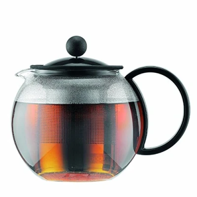 Obrázek Bodum assam konvička na čaj (systém French Press, permanentní filtr z ušlechtilé oceli), černá, 0,5 L