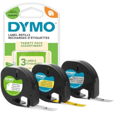 Obrázek Štítková páska DYMO S0721660 (etiketovací přístroje LetraTag, plast, 12 mm, 4 metrová role), černá na bílé