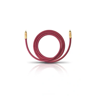 Obrázek OEHLBACH NF 214 Subwooferový kabel vysoce kvalitní Cinch pro silné basy, postříbřený měděný vodič (SPOFC), 24kt pozlacené kontakty, optimální přenos signálu, 4 metry, bordó