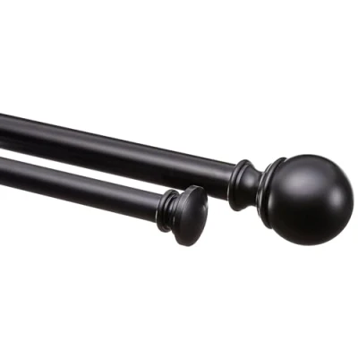 Obrázek Amazon Basics Doppel Vorhangstange, 2,54 cm, mit runde Endstücken, 183 bis 366 Schwarz
