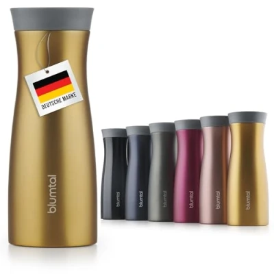 Obrázek Blumtal Termopohárek 380 ml hrnek na kávu s sebou z ušlechtilé oceli izolační zabezpečený proti vytečení studený/horký 360 otvorem pro pití termohrnek rychlotiskovým uzávěrem