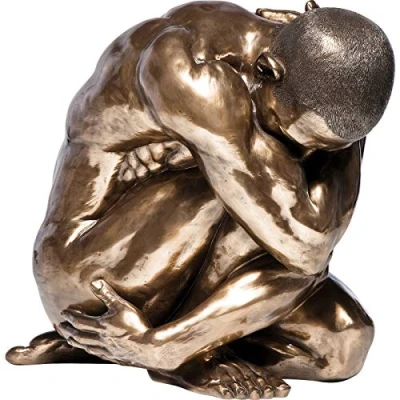 Obrázek Kare Designová dekorativní figurka Nude Man Hug bronz, sochařství, dekorační předmět, dekorace pro obývací pokoj, ložnici, kancelář, regály, doplňky, 53,5 x 34,5 45 cm