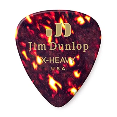 Obrázek JIM DUNLOP Plektrum Genuine Celluloid Shell 12 kusů, extra silná, želvovina