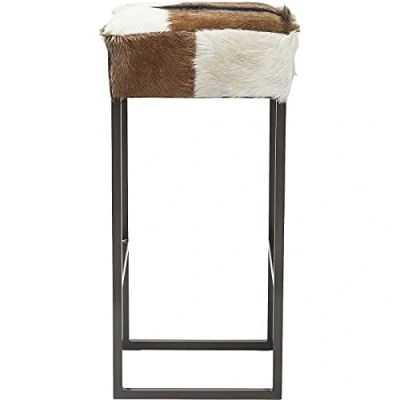 Obrázek Kare Design Barhocker Country Life, Weiß/Braun, Sitzhocker, Stahlgestell, Ziegelfell Bezug, 74x35x35 cm (H/B/T)