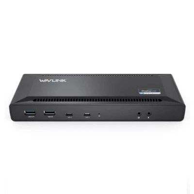 Obrázek WAVLINK USB C dokovací stanice duální monitor, nabíjení 100 W, 4K displeje, 2 x HDMI nebo DisplayPort, kompatibilní s Mac, Windows, Thunderbolt 3/4, (6 USB, Ethernet, audio