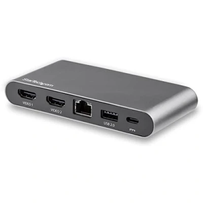 Obrázek StarTech.com USB C dock Hub 4K HDMI dokovací stanice Mini Dual Monitor 100W Power Delivery Passthrough GbE, 2 x A přípojky Multiport adaptér (DK30C2HAGPD)
