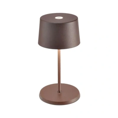 Obrázek Zafferano, Olivia Mini lampa, přenosná a dobíjecí stolní lampa s dotykovým ovládáním, vhodná do obývacího pokoje exteriéru, stmívač, 2200 3000 K, výška 22 cm, barva Corten