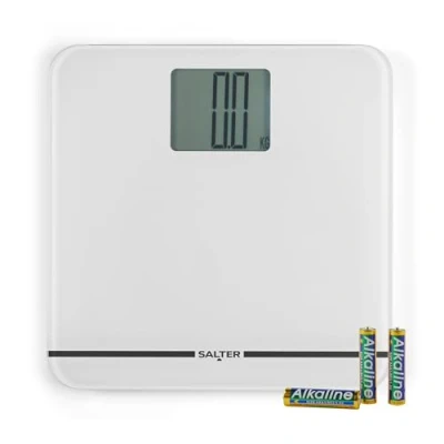 Obrázek Salter 9075 WH3R Premium Max elektronische Personenwaage Digitalwaage mit 250KG Kapazität, Personen Körperwaage, Plattform aus Glas, XL Display, Teppichfüße &amp; Batterien im Lieferumfang enthalten