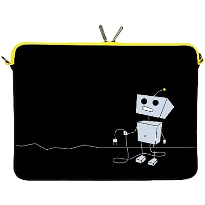 Obrázek Digittrade LS156 10 Peppy Love Designer pouzdro na Tablet 10,1 palce univerzální neopren 9,7 až 10,2 (25,9 cm) Taška Sleeve Robot černo šedý