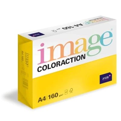 Obrázek Image Coloraction Sevilla barevný papír do kopírky DIN A4, 210 x 297 mm, 160 g/m² pestrý, bezdřevý tiskárny pro 250 listů sluneční žlutý