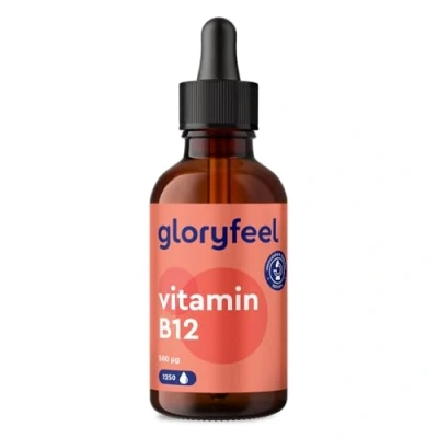 Obrázek Kapky vitamínu B12 (50 ml) 500 µg vysoké dávky 2 aktivní formy metyl a adenosylkobalamin bez alkoholu veganské vysoce biologicky dostupné, laboratorně testováno, vyrobeno přísad v