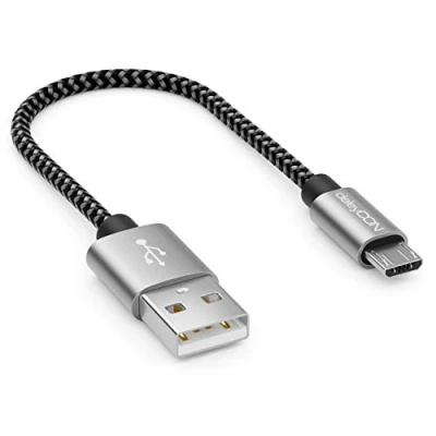 Obrázek deleyCON 0,15 m Nylon Micro USB kabel nabíjecí datový kovová zástrčka nabíjení &amp; synchronizace mobilní telefon smartphone tablet
