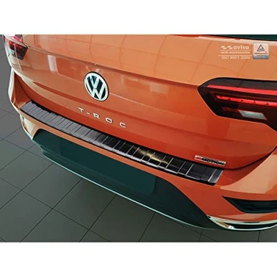 Obrázek Černá ušlechtilá ocel ochrana zadního nárazníku kompatibilní s Volkswagen T Roc 2017 2022 &amp; Facelift vč. Cabrio &#039;Ribs&#039;