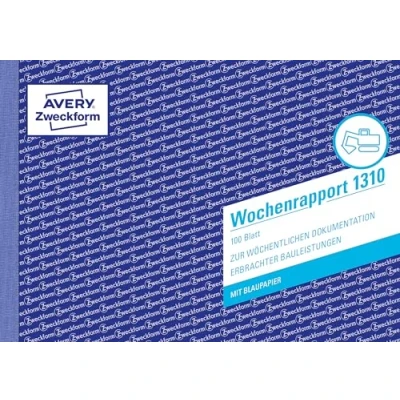 Obrázek AVERY Zweckform týdenní obálka 1310 (A5 na šířku, se 2 listy modrého papíru, testováno právními experty, pro Německo a Rakousko k dokumentaci pracovního výkonu, 100 listů) bílý