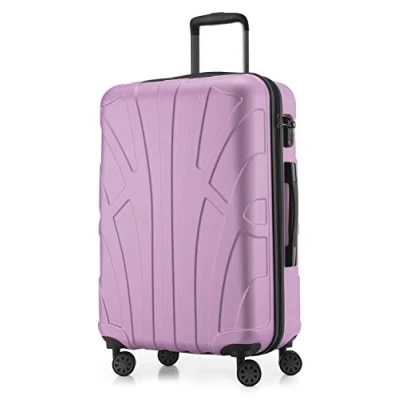 Obrázek suitline Kufr na kolečkách ve 3 velikostech, sada kufrů skořepinový cestovní (55 cm, 66 76 cm) dvojitá kolečka, Šeříková, Středně velký kufr,