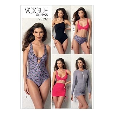 Obrázek Vogue Patterns 9192E5 vzor 9192 E5, horní díl, plavky, kalhoty a přehoz, velikosti 42 50, vícebarevné, (14 16 18 20 22)