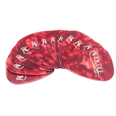 Obrázek Rocktile Trsátka Red Tortoise Thin balení 12 ks tloušťka &quot;Thin&quot; (0,5 mm) tradiční tvar slzy materiál: Celuloid červená