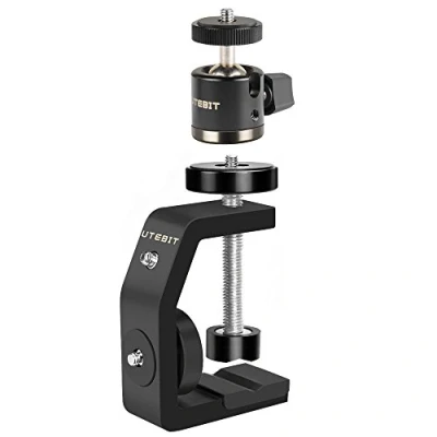 Obrázek UTEBIT Upínací stativ s kulovou hlavou, svorka stativu pro DSLR kameru, kovová multifunkční 1/4&quot; palcovým šroubem, C mini Ball Head a kamera Clamp držák na