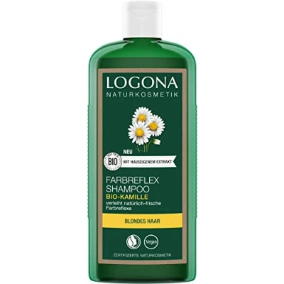 Obrázek LOGONA Naturkosmetik Farbreflexx šampon blond pro přirozeně lesklé vlasy, vhodný a odbarvené barevný vlasový s veganským složením z bio heřmánku, 1 x 250 ml