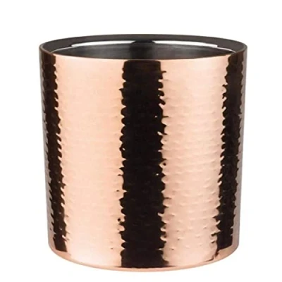 Obrázek APS 36074 Edelstahl Flaschenkühler &quot;COPPER&quot; Getränkeflaschen Kühler mit Hammerschlagoptik für 0,7 1,5 Liter Flaschen Abmessungen: 12 x cm, Höhe: 20 Farbe: Kupfer gehämmert