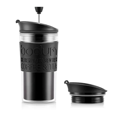 Obrázek Bodum 11102 01S Travel Press Kaffeebereiter, Kunststoff, Schwarz/transparent, 8.9 cm
