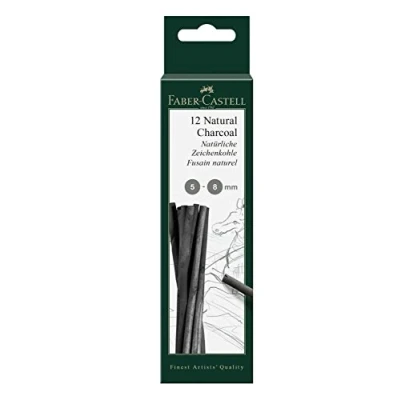 Obrázek FABER CASTELL 129298 přírodní kreslicí uhlí PITT, cca 5 8 mm, 12 kusů