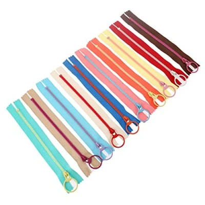 Obrázek Mgoodoo 10 kusů pryskyřičních zipů Coil Bunten zip s kroužkem, vícebarevný kovovým příchytkem pro šití DIY oblečení, ruční práce, taška oblečení 15 cm