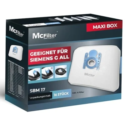 Obrázek McFilter 16 sáčků do vysavače vhodných pro Siemens Typ G All VZ41FGALL / VZ16GALL série VS06 Q2. 0 Q3. Q5. Q8. VSQ5 VSQ8 Z 2. 3. 5. 7. synchropower s prachovým uzávěrem vč.