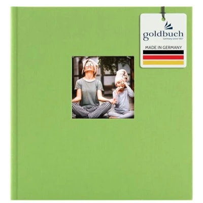 Obrázek goldbuch 27976 fotoalbum s okénkem, Bella Vista, upomínkové album 30 x 31 cm, 60 černých stran pergamenovými dělícími listy, fotokniha ze lnu, zelená
