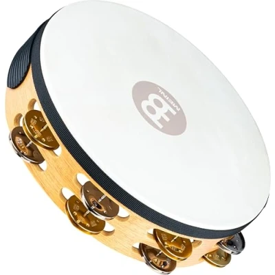 Obrázek Meinl Percussion Tradiční Headed Tambourine s kozí kůží průměr 10 palců Siam dub / ocel a mosaz, přírodní (TAH2M SNT)