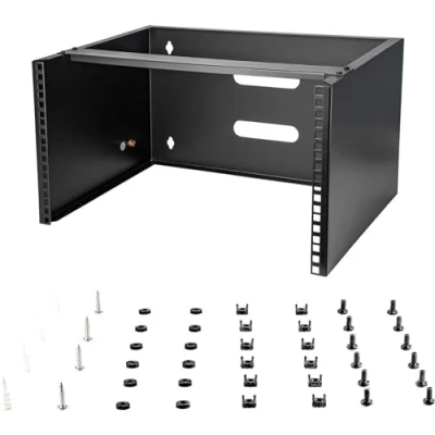 Obrázek StarTech.com 6HE síťová skříň 19 palců pro montáž na stěnu 14 hluboká malá serverová skříňka/nástěnná Half Rack 19&quot; nástěnný držák server/IT zařízení zatížitelnost 20 kg, černá