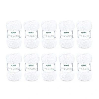 Obrázek Gründl King Cotton (měkká a objemná pletací háčkovací příze z 55 % polyakrylu 45 bavlny, 50 g / 78 m, tloušťka jehlic: 6 7, 10 x g), bílá