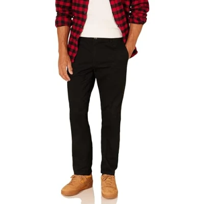 Obrázek Amazon Essentials Herren Knitterarme Flatfront Chinohose, Enger Schnitt, Schwarz, 33W / 29L