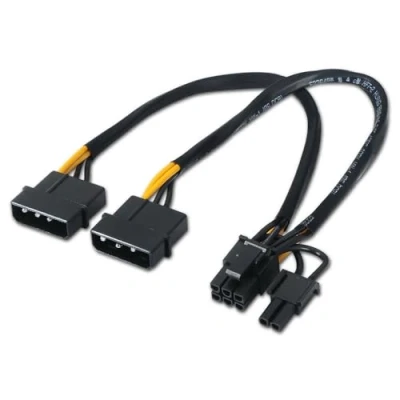 Obrázek AISENS Grafikkabel, 20 cm, Schwarz Netzkabel für Grafikkarte mit pci E 6 poligem oder 8 Anschluss Ideal die Stromversorgung der neuesten Grafikkarten