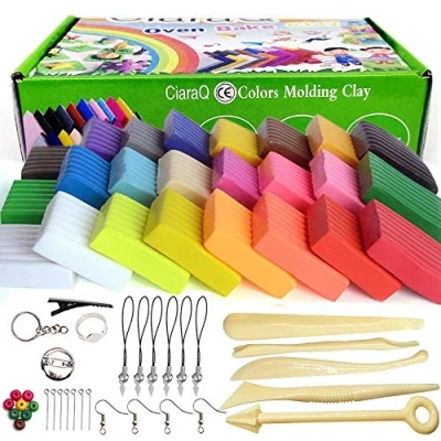 Obrázek CiaraQ Polymer Clay 24 barev 600 g/1. 32lb sada pečení, Nontoxic DIY dětská modelína patří 5 modelovacích nástrojů a příslušenství ke šperkům