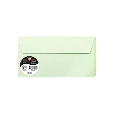 Obrázek Clairefontaine 5475C balení s 20 obálkami pylu, formát DL, 110 x 220 mm, 120 g, ideální pro pozvánky a korespondenci, zelená, 1