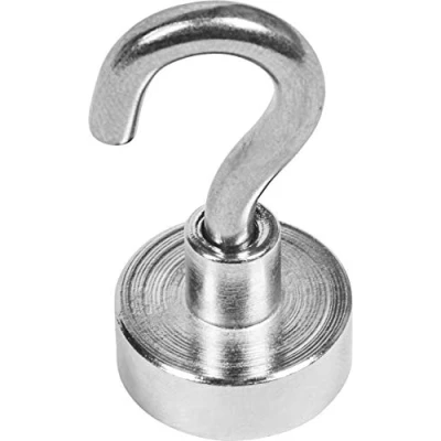 Obrázek Connex Neodymový magnet na hrnce se šroubovacím háčkem Ø 20 x 7 mm 1 kus extra silný přilnavost 11 kg Pro domácnost, dílnu a auto / powermagnet s magnetický hák DY7100014