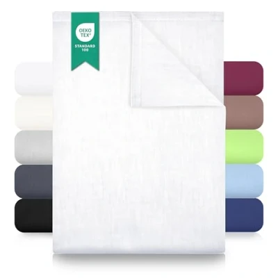 Obrázek GREEN MARK Textilien Klasické prostěradlo plátno domácí šátek 100% bavlna bez gumičky mnoha velikostí a barev Velikost: 240 x 275 cm, bílá