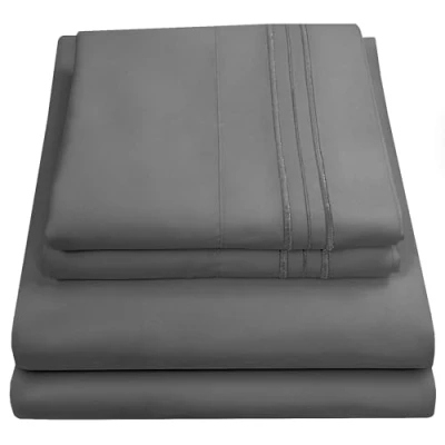 Obrázek Sweet Home Collection, Fadenzahl 2129, weiche ägyptische Qualität, gebürstete Mikrofaser Laken Luxus Bettwäsche Set mit Bettlaken, Spannbettlaken, 2 Kissenbezügen, Grau, Queen