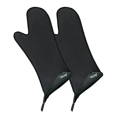 Obrázek Spring GRIPS chňapky žáruvzdorné neopren 40 až 250 C protiskluzové univerzální velikost, 5 x 17,2 18,8 cm černé sada rukavic na hrnce dlouhé